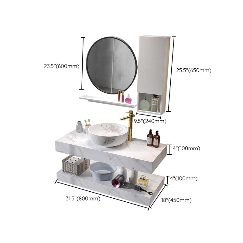 Contemporary Vanity Sink Wall-Mounted Bathroom Vanity Cabinet with Mirror Clearhalo 'Bathroom Remodel & Bathroom Fixtures' 'Bathroom Vanities' 'bathroom_vanities' 'Home Improvement' 'home_improvement' 'home_improvement_bathroom_vanities' 6561964