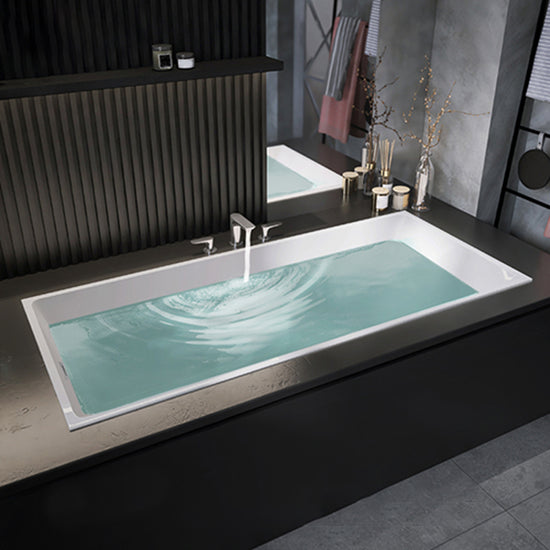 Modern Rectangle Embedded Bathtub Acrylic with Drain Bath Tub - Clearhalo