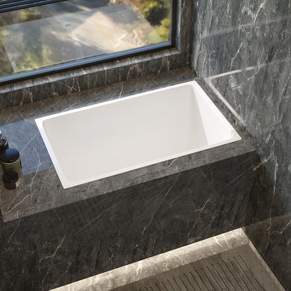 Modern White Acrylic Embedded Bathtub with Drain Bath Tub and Solid Wood Base Plate Tub Clearhalo 'Bathroom Remodel & Bathroom Fixtures' 'Bathtubs' 'Home Improvement' 'home_improvement' 'home_improvement_bathtubs' 'Showers & Bathtubs' 6563181