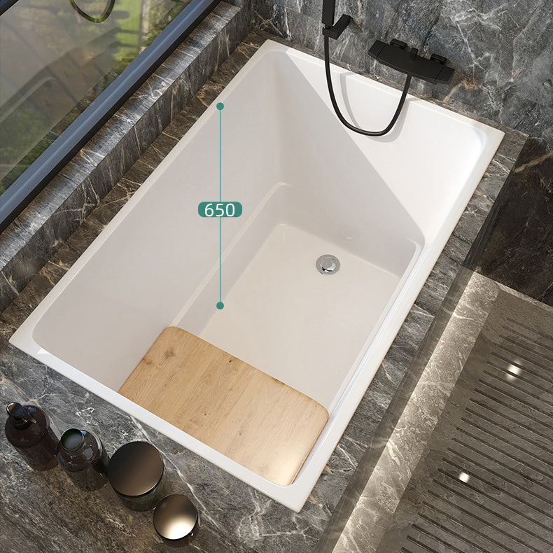 Modern White Acrylic Embedded Bathtub with Drain Bath Tub and Solid Wood Base Plate Clearhalo 'Bathroom Remodel & Bathroom Fixtures' 'Bathtubs' 'Home Improvement' 'home_improvement' 'home_improvement_bathtubs' 'Showers & Bathtubs' 6563186