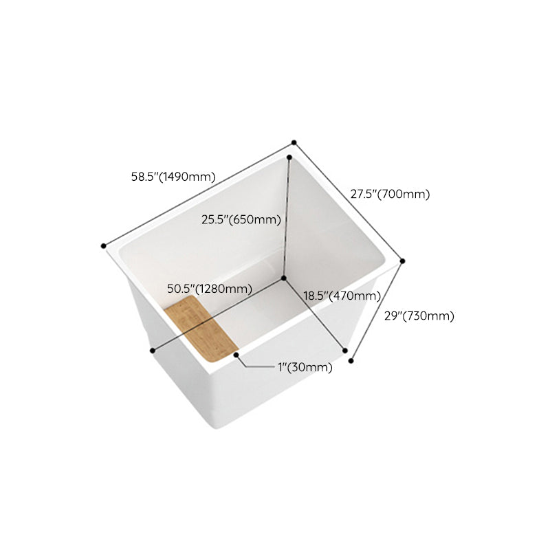 Modern White Acrylic Embedded Bathtub with Drain Bath Tub and Solid Wood Base Plate Clearhalo 'Bathroom Remodel & Bathroom Fixtures' 'Bathtubs' 'Home Improvement' 'home_improvement' 'home_improvement_bathtubs' 'Showers & Bathtubs' 6563203