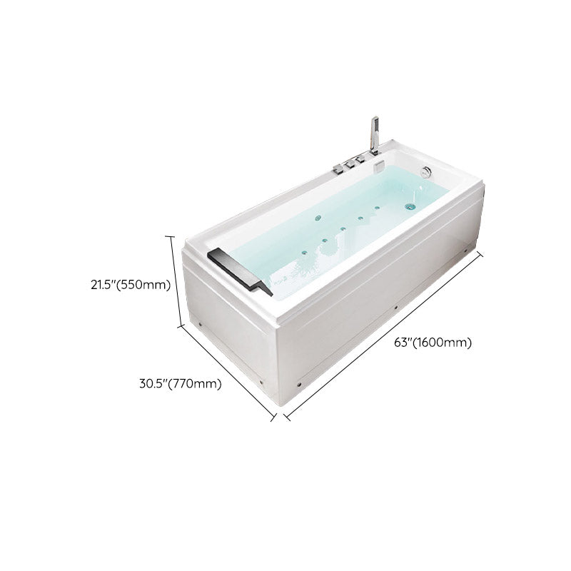 Acrylic Rectangular Bath Tub with Faucet Modern White Tub with Internal Drain Clearhalo 'Bathroom Remodel & Bathroom Fixtures' 'Bathtubs' 'Home Improvement' 'home_improvement' 'home_improvement_bathtubs' 'Showers & Bathtubs' 6563258