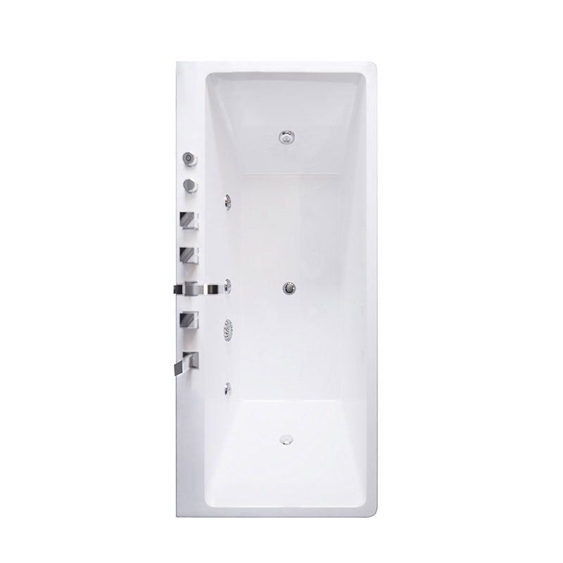 Modern White Acrylic Embedded Bathtub with Drain Bath Tub and Massage Device Massage Tub with Silver 5-Piece Set Clearhalo 'Bathroom Remodel & Bathroom Fixtures' 'Bathtubs' 'Home Improvement' 'home_improvement' 'home_improvement_bathtubs' 'Showers & Bathtubs' 6563264