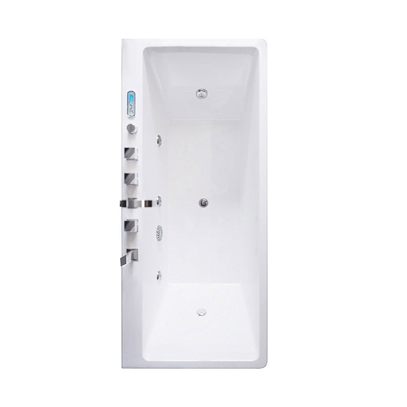 Modern White Acrylic Embedded Bathtub with Drain Bath Tub and Massage Device Massage & Thermostat Tub with Silver 5-Piece Set Clearhalo 'Bathroom Remodel & Bathroom Fixtures' 'Bathtubs' 'Home Improvement' 'home_improvement' 'home_improvement_bathtubs' 'Showers & Bathtubs' 6563266