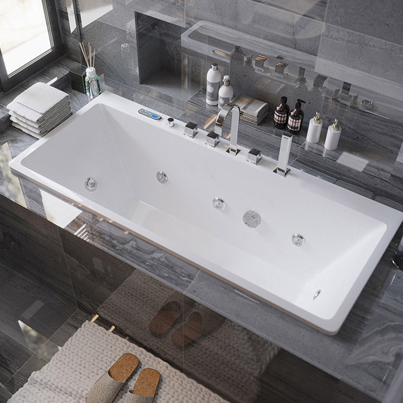 Modern White Acrylic Embedded Bathtub with Drain Bath Tub and Massage Device Clearhalo 'Bathroom Remodel & Bathroom Fixtures' 'Bathtubs' 'Home Improvement' 'home_improvement' 'home_improvement_bathtubs' 'Showers & Bathtubs' 6563273