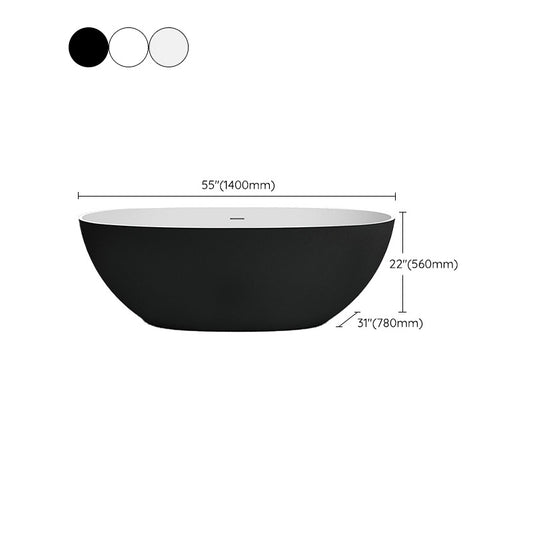 Modern Stone Oval Bath Tub Soaking Stand Alone Tub with Drain Clearhalo 'Bathroom Remodel & Bathroom Fixtures' 'Bathtubs' 'Home Improvement' 'home_improvement' 'home_improvement_bathtubs' 'Showers & Bathtubs' 6563478