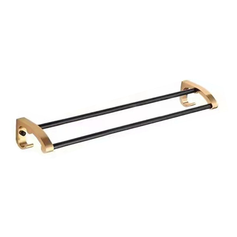 Modern Bathroom Hardware Set Bath Shelf Paper Holder Bathroom Accessory Kit Black Gold Towel Bar (Double Rods) Clearhalo 'Bathroom Hardware Sets' 'Bathroom Hardware' 'Bathroom Remodel & Bathroom Fixtures' 'bathroom_hardware_sets' 'Home Improvement' 'home_improvement' 'home_improvement_bathroom_hardware_sets' 6568358