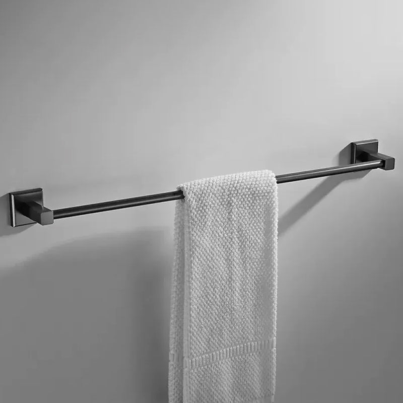 Traditional Brass Bathroom Accessory Set Grey Bath Accessory kit Towel Bar (Single Rod) Clearhalo 'Bathroom Hardware Sets' 'Bathroom Hardware' 'Bathroom Remodel & Bathroom Fixtures' 'bathroom_hardware_sets' 'Home Improvement' 'home_improvement' 'home_improvement_bathroom_hardware_sets' 6568384