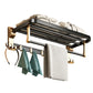 Modernism Bathroom Accessories Hardware Set Black & Golden Bath Shelf/Towel Bar Towel Rack Clearhalo 'Bathroom Hardware Sets' 'Bathroom Hardware' 'Bathroom Remodel & Bathroom Fixtures' 'bathroom_hardware_sets' 'Home Improvement' 'home_improvement' 'home_improvement_bathroom_hardware_sets' 6568492