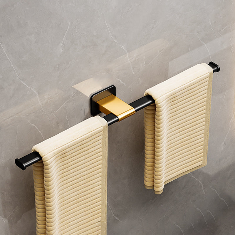 Contemporary Aluminum Bath Hardware Set Towel Bar Bathroom Hardware Black Gold 1 Piece Clearhalo 'Bathroom Hardware Sets' 'Bathroom Hardware' 'Bathroom Remodel & Bathroom Fixtures' 'bathroom_hardware_sets' 'Home Improvement' 'home_improvement' 'home_improvement_bathroom_hardware_sets' 6568603