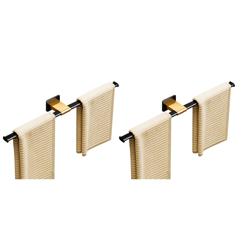 Contemporary Aluminum Bath Hardware Set Towel Bar Bathroom Hardware Black Gold 2 Piece Set Clearhalo 'Bathroom Hardware Sets' 'Bathroom Hardware' 'Bathroom Remodel & Bathroom Fixtures' 'bathroom_hardware_sets' 'Home Improvement' 'home_improvement' 'home_improvement_bathroom_hardware_sets' 6568615