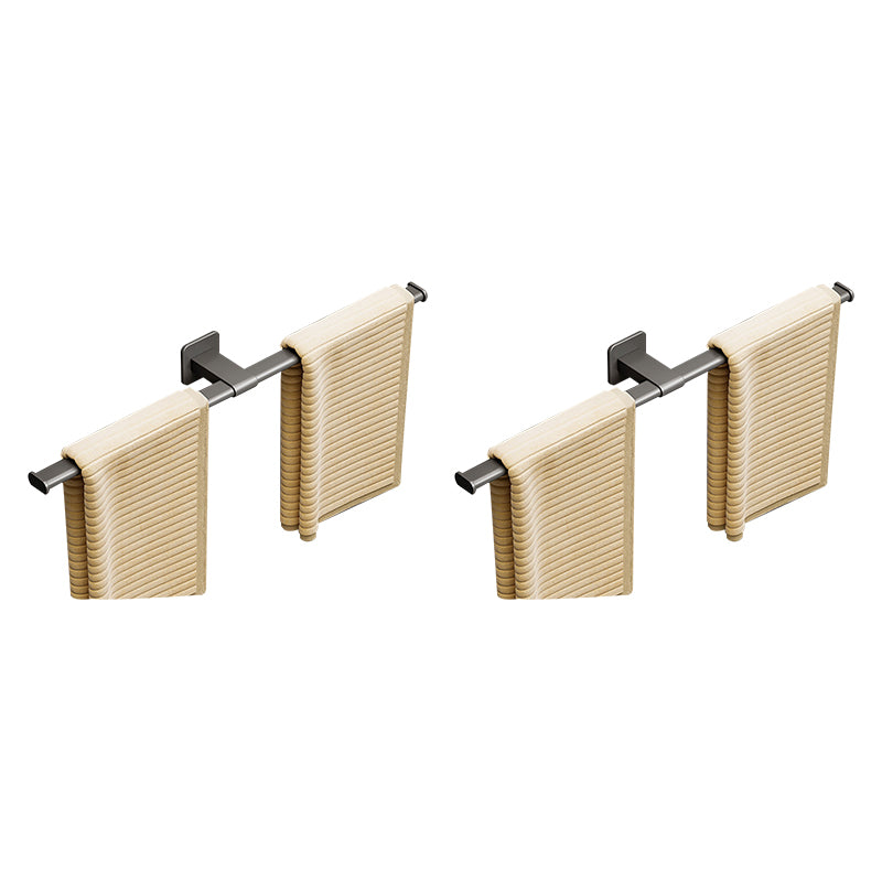 Contemporary Aluminum Bath Hardware Set Towel Bar Bathroom Hardware Silver Gray 2 Piece Set Clearhalo 'Bathroom Hardware Sets' 'Bathroom Hardware' 'Bathroom Remodel & Bathroom Fixtures' 'bathroom_hardware_sets' 'Home Improvement' 'home_improvement' 'home_improvement_bathroom_hardware_sets' 6568616