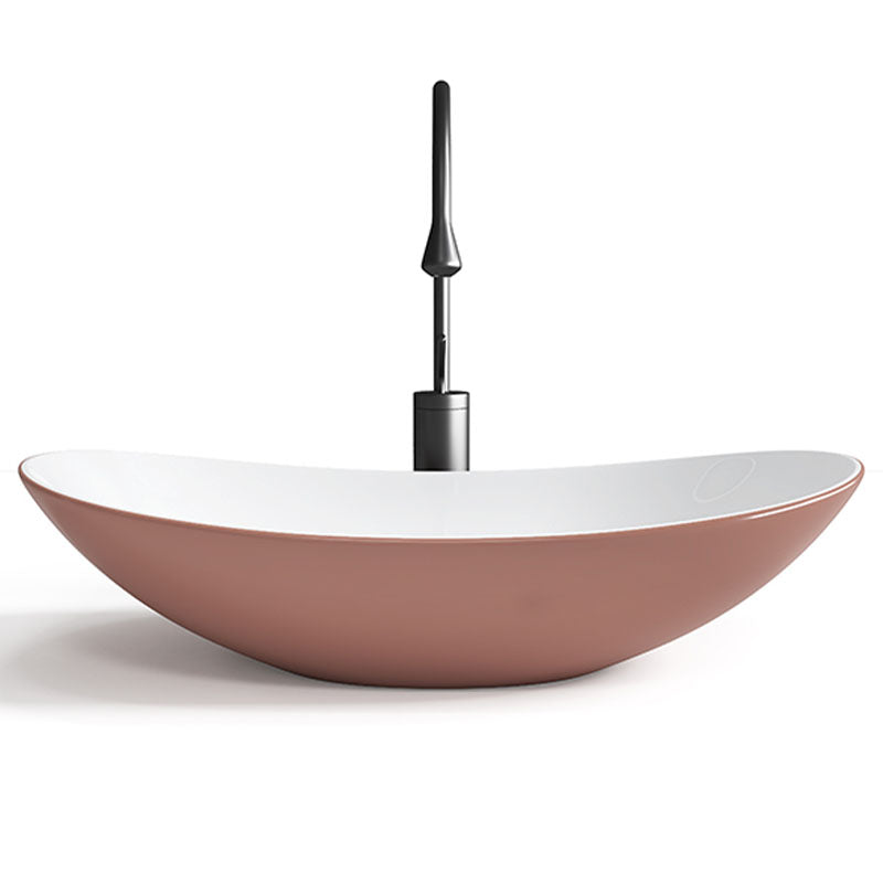 Modern Basin Sink Oval Porcelain with Pop-Up Drain Vessel Bathroom Sink Clearhalo 'Bathroom Remodel & Bathroom Fixtures' 'Bathroom Sinks & Faucet Components' 'Bathroom Sinks' 'bathroom_sink' 'Home Improvement' 'home_improvement' 'home_improvement_bathroom_sink' 6577058