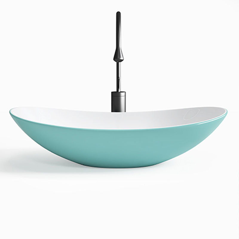 Modern Basin Sink Oval Porcelain with Pop-Up Drain Vessel Bathroom Sink Clearhalo 'Bathroom Remodel & Bathroom Fixtures' 'Bathroom Sinks & Faucet Components' 'Bathroom Sinks' 'bathroom_sink' 'Home Improvement' 'home_improvement' 'home_improvement_bathroom_sink' 6577060