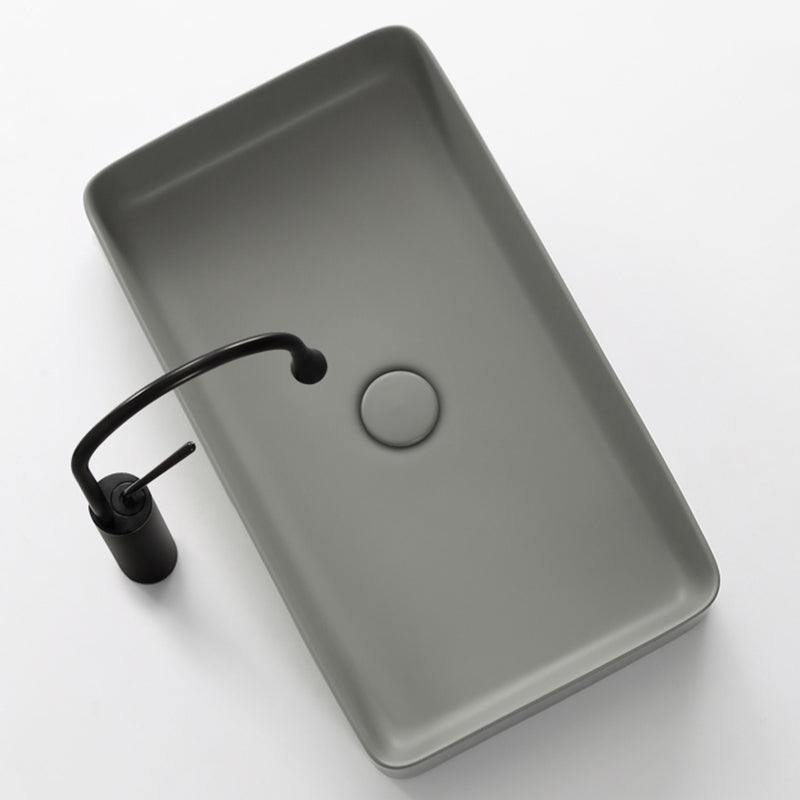 Contemporary Bathroom Sink Rectangular Porcelain Vessel Lavatory Sink with Pop-Up Drain Clearhalo 'Bathroom Remodel & Bathroom Fixtures' 'Bathroom Sinks & Faucet Components' 'Bathroom Sinks' 'bathroom_sink' 'Home Improvement' 'home_improvement' 'home_improvement_bathroom_sink' 6577253