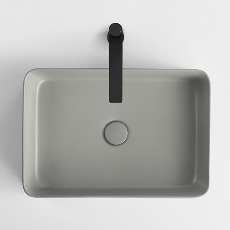 Contemporary Bathroom Sink Rectangular Porcelain Vessel Lavatory Sink with Pop-Up Drain Clearhalo 'Bathroom Remodel & Bathroom Fixtures' 'Bathroom Sinks & Faucet Components' 'Bathroom Sinks' 'bathroom_sink' 'Home Improvement' 'home_improvement' 'home_improvement_bathroom_sink' 6577265