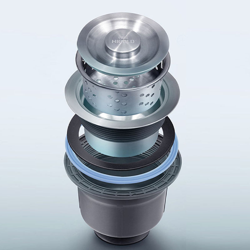 Contemporary Style Kitchen Sink Dirt Resistant Drop-In Kitchen Sink with Drain Assembly Clearhalo 'Home Improvement' 'home_improvement' 'home_improvement_kitchen_sinks' 'Kitchen Remodel & Kitchen Fixtures' 'Kitchen Sinks & Faucet Components' 'Kitchen Sinks' 'kitchen_sinks' 6577301