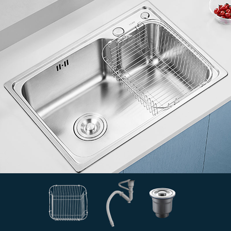 Modern Style Kitchen Sink Noise-cancelling Design Drop-In Kitchen Sink 26.8"L x 17.3"W x 8.5"H Sink Only None Clearhalo 'Home Improvement' 'home_improvement' 'home_improvement_kitchen_sinks' 'Kitchen Remodel & Kitchen Fixtures' 'Kitchen Sinks & Faucet Components' 'Kitchen Sinks' 'kitchen_sinks' 6577344