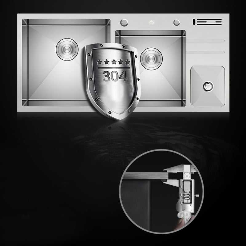 Modern Style Kitchen Sink Dirt Resistant Drop-In Sink with Drain Strainer Kit Clearhalo 'Home Improvement' 'home_improvement' 'home_improvement_kitchen_sinks' 'Kitchen Remodel & Kitchen Fixtures' 'Kitchen Sinks & Faucet Components' 'Kitchen Sinks' 'kitchen_sinks' 6577390