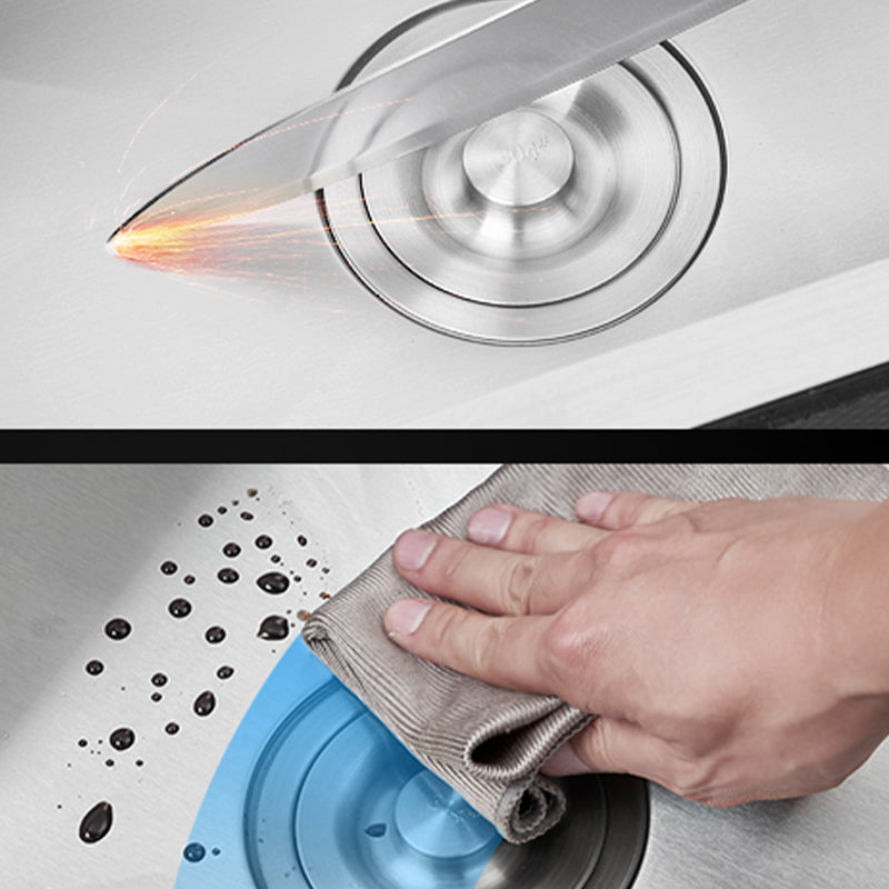 Modern Style Kitchen Sink Dirt Resistant Drop-In Sink with Drain Strainer Kit Clearhalo 'Home Improvement' 'home_improvement' 'home_improvement_kitchen_sinks' 'Kitchen Remodel & Kitchen Fixtures' 'Kitchen Sinks & Faucet Components' 'Kitchen Sinks' 'kitchen_sinks' 6577391