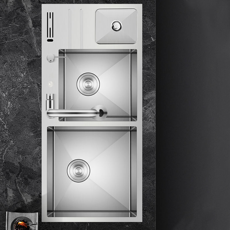 Modern Style Kitchen Sink Dirt Resistant Drop-In Sink with Drain Strainer Kit Clearhalo 'Home Improvement' 'home_improvement' 'home_improvement_kitchen_sinks' 'Kitchen Remodel & Kitchen Fixtures' 'Kitchen Sinks & Faucet Components' 'Kitchen Sinks' 'kitchen_sinks' 6577393