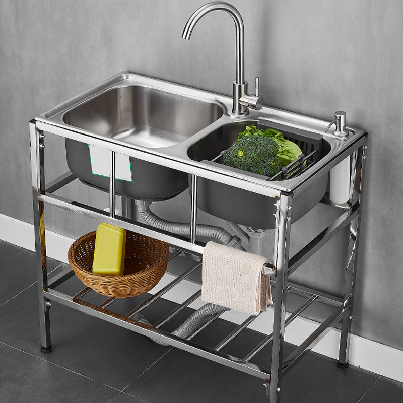 Modern Style Kitchen Sink Stainless Steel All-in-one Kitchen Sink with Frame Clearhalo 'Home Improvement' 'home_improvement' 'home_improvement_kitchen_sinks' 'Kitchen Remodel & Kitchen Fixtures' 'Kitchen Sinks & Faucet Components' 'Kitchen Sinks' 'kitchen_sinks' 6577435