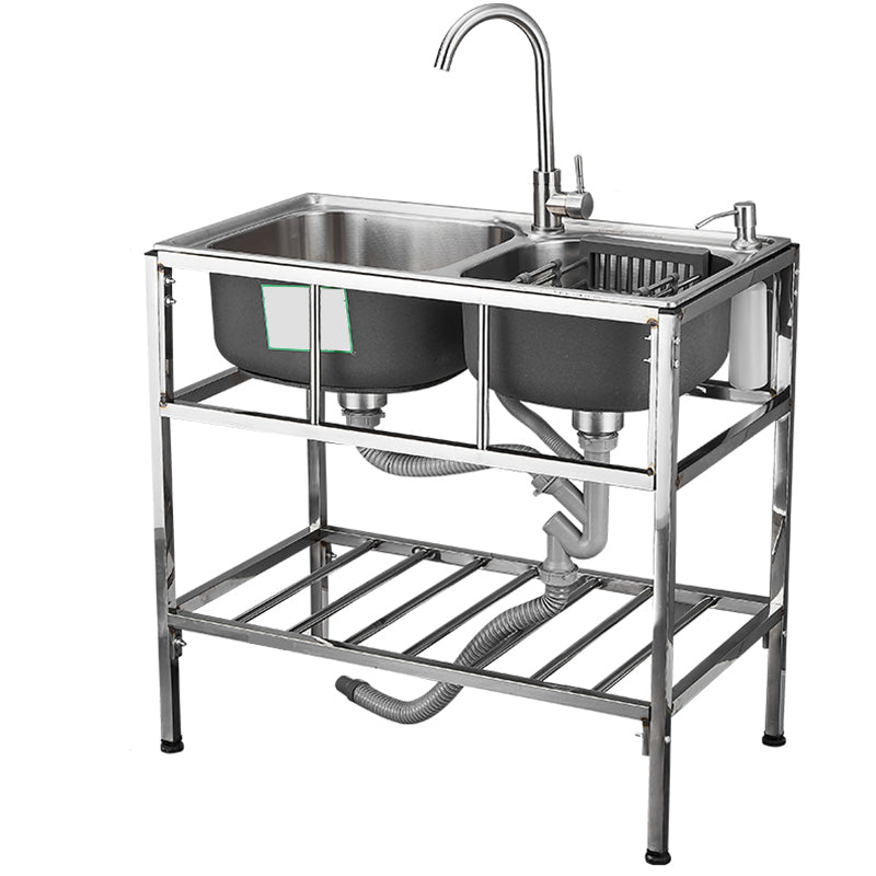 Modern Style Kitchen Sink Stainless Steel All-in-one Kitchen Sink with Frame Clearhalo 'Home Improvement' 'home_improvement' 'home_improvement_kitchen_sinks' 'Kitchen Remodel & Kitchen Fixtures' 'Kitchen Sinks & Faucet Components' 'Kitchen Sinks' 'kitchen_sinks' 6577440
