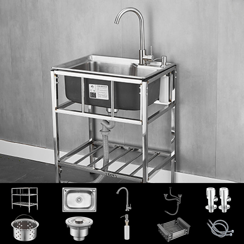 Modern Style Kitchen Sink Stainless Steel All-in-one Kitchen Sink with Frame 23"L x 17"W x 30"H Sink with Faucet Hot Cold Water Dispensers Clearhalo 'Home Improvement' 'home_improvement' 'home_improvement_kitchen_sinks' 'Kitchen Remodel & Kitchen Fixtures' 'Kitchen Sinks & Faucet Components' 'Kitchen Sinks' 'kitchen_sinks' 6577441