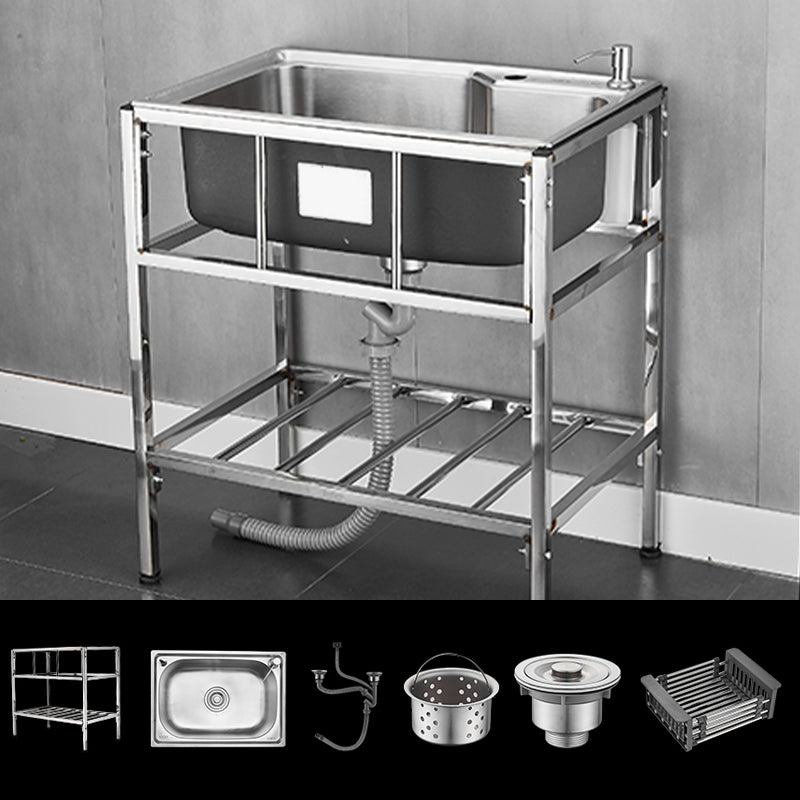 Modern Style Kitchen Sink Stainless Steel All-in-one Kitchen Sink with Frame 27"L x 17"W x 30"H Sink Only Not Available Clearhalo 'Home Improvement' 'home_improvement' 'home_improvement_kitchen_sinks' 'Kitchen Remodel & Kitchen Fixtures' 'Kitchen Sinks & Faucet Components' 'Kitchen Sinks' 'kitchen_sinks' 6577444