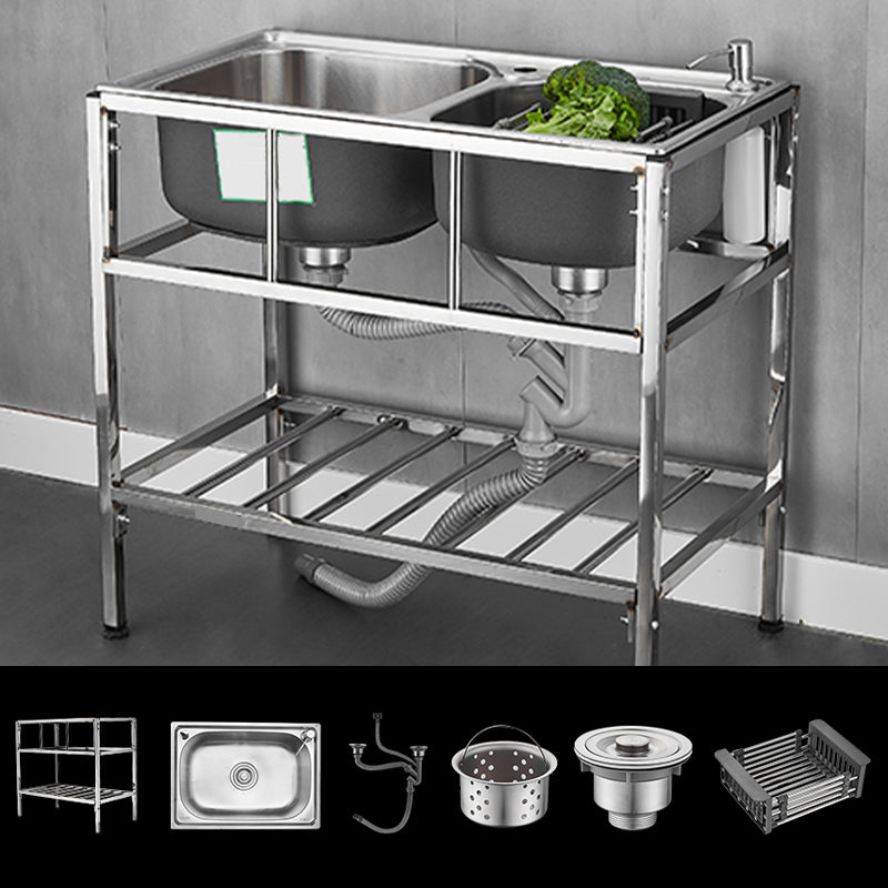 Modern Style Kitchen Sink Stainless Steel All-in-one Kitchen Sink with Frame Sink Only Not Available Clearhalo 'Home Improvement' 'home_improvement' 'home_improvement_kitchen_sinks' 'Kitchen Remodel & Kitchen Fixtures' 'Kitchen Sinks & Faucet Components' 'Kitchen Sinks' 'kitchen_sinks' 6577449