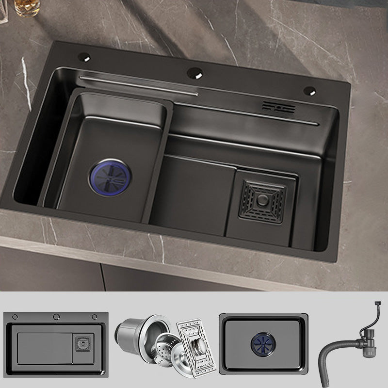 Modern Style Kitchen Sink Stainless Steel Kitchen Sink with Right Drain Placement Sink Only None Clearhalo 'Home Improvement' 'home_improvement' 'home_improvement_kitchen_sinks' 'Kitchen Remodel & Kitchen Fixtures' 'Kitchen Sinks & Faucet Components' 'Kitchen Sinks' 'kitchen_sinks' 6577466
