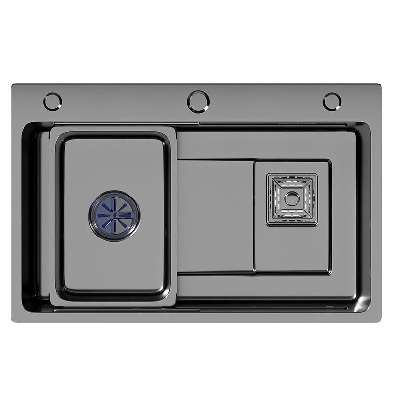 Modern Style Kitchen Sink Stainless Steel Kitchen Sink with Right Drain Placement Clearhalo 'Home Improvement' 'home_improvement' 'home_improvement_kitchen_sinks' 'Kitchen Remodel & Kitchen Fixtures' 'Kitchen Sinks & Faucet Components' 'Kitchen Sinks' 'kitchen_sinks' 6577470