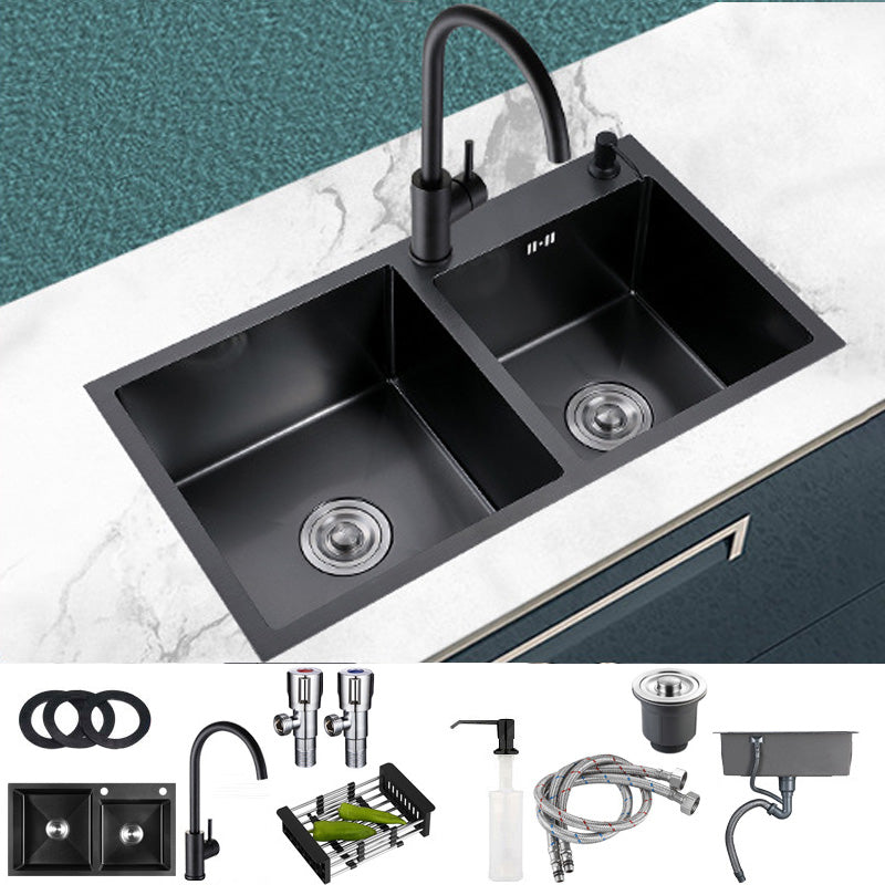 Stainless Steel Kitchen Sink Rectangle Shape Kitchen Sink with Center Drain Placement 31"L x 17"W x 9"H Sink with Faucet Gooseneck High Arc Clearhalo 'Home Improvement' 'home_improvement' 'home_improvement_kitchen_sinks' 'Kitchen Remodel & Kitchen Fixtures' 'Kitchen Sinks & Faucet Components' 'Kitchen Sinks' 'kitchen_sinks' 6577513