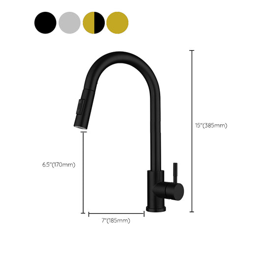 Pull Down Sprayer Bar Kitchen 1-Hole Kitchen Faucet with Supply Lines Clearhalo 'Home Improvement' 'home_improvement' 'home_improvement_kitchen_faucets' 'Kitchen Faucets' 'Kitchen Remodel & Kitchen Fixtures' 'Kitchen Sinks & Faucet Components' 'kitchen_faucets' 6577544