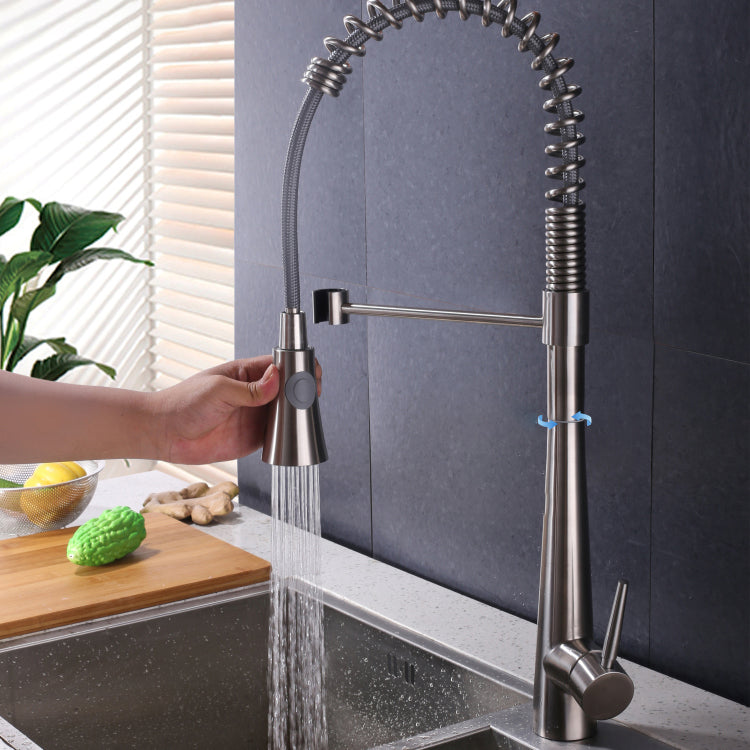 Contemporary Kitchen Faucet Pull down Sprayer Standard Bar Faucet in Silver Clearhalo 'Home Improvement' 'home_improvement' 'home_improvement_kitchen_faucets' 'Kitchen Faucets' 'Kitchen Remodel & Kitchen Fixtures' 'Kitchen Sinks & Faucet Components' 'kitchen_faucets' 6577546