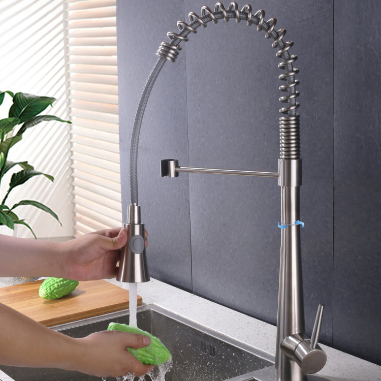 Contemporary Kitchen Faucet Pull down Sprayer Standard Bar Faucet in Silver Silver Clearhalo 'Home Improvement' 'home_improvement' 'home_improvement_kitchen_faucets' 'Kitchen Faucets' 'Kitchen Remodel & Kitchen Fixtures' 'Kitchen Sinks & Faucet Components' 'kitchen_faucets' 6577547