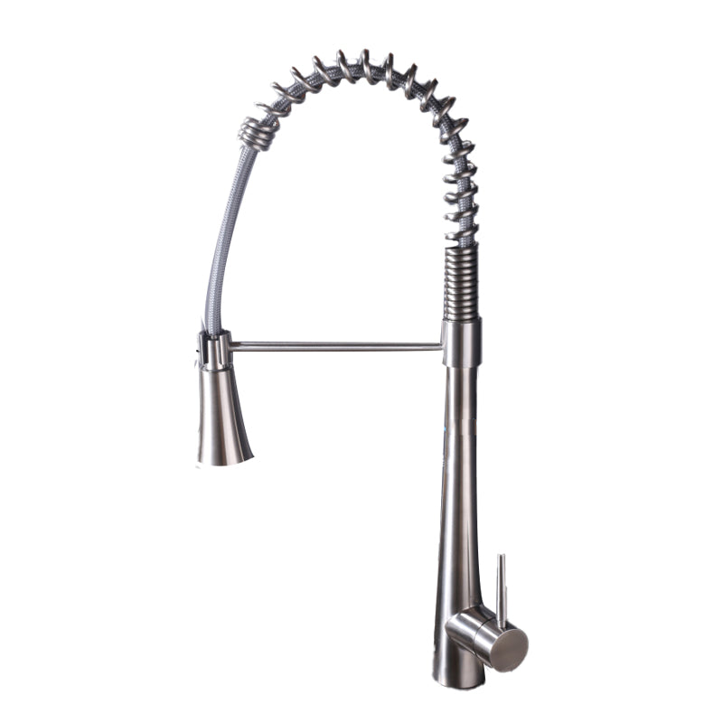 Contemporary Kitchen Faucet Pull down Sprayer Standard Bar Faucet in Silver Clearhalo 'Home Improvement' 'home_improvement' 'home_improvement_kitchen_faucets' 'Kitchen Faucets' 'Kitchen Remodel & Kitchen Fixtures' 'Kitchen Sinks & Faucet Components' 'kitchen_faucets' 6577550