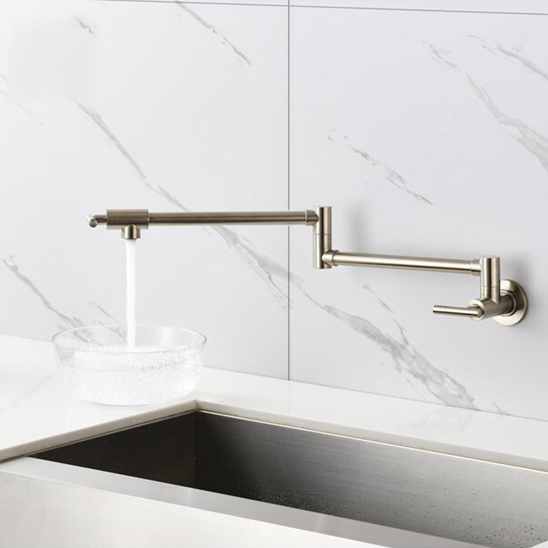 Contemporary Pot Filler 1-Handle No Sensor Pot Filler in Silver Champagne Gold Clearhalo 'Home Improvement' 'home_improvement' 'home_improvement_kitchen_faucets' 'Kitchen Faucets' 'Kitchen Remodel & Kitchen Fixtures' 'Kitchen Sinks & Faucet Components' 'kitchen_faucets' 6577557