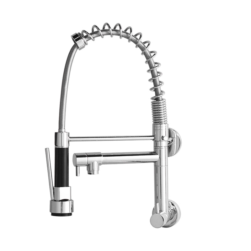 Modern Kitchen Faucet Spring Spout 1-Hole Bar Faucet in Silver Clearhalo 'Home Improvement' 'home_improvement' 'home_improvement_kitchen_faucets' 'Kitchen Faucets' 'Kitchen Remodel & Kitchen Fixtures' 'Kitchen Sinks & Faucet Components' 'kitchen_faucets' 6577573