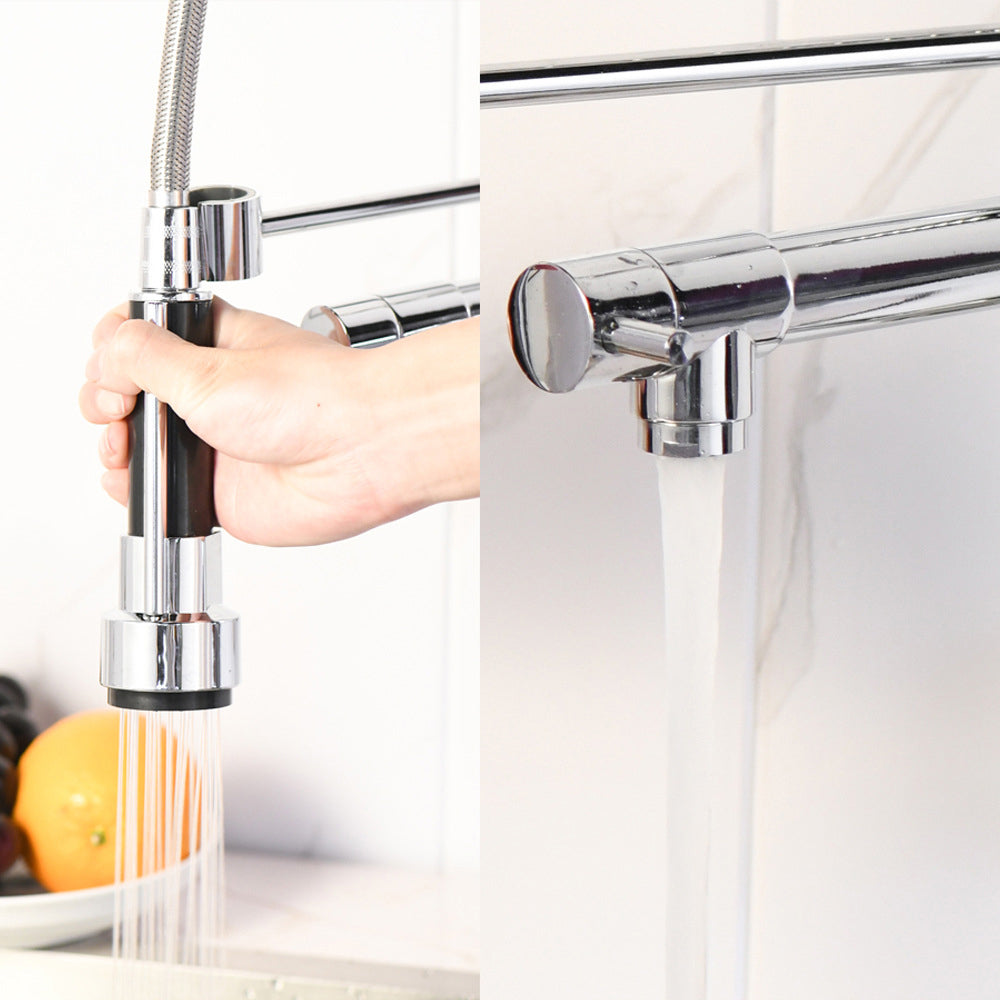 Modern Kitchen Faucet Spring Spout 1-Hole Bar Faucet in Silver Clearhalo 'Home Improvement' 'home_improvement' 'home_improvement_kitchen_faucets' 'Kitchen Faucets' 'Kitchen Remodel & Kitchen Fixtures' 'Kitchen Sinks & Faucet Components' 'kitchen_faucets' 6577574