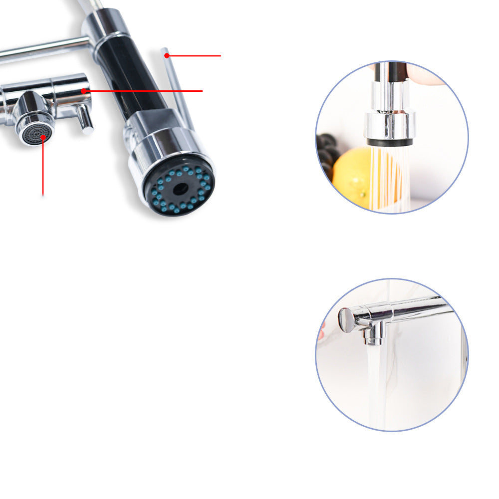 Modern Kitchen Faucet Spring Spout 1-Hole Bar Faucet in Silver Clearhalo 'Home Improvement' 'home_improvement' 'home_improvement_kitchen_faucets' 'Kitchen Faucets' 'Kitchen Remodel & Kitchen Fixtures' 'Kitchen Sinks & Faucet Components' 'kitchen_faucets' 6577575