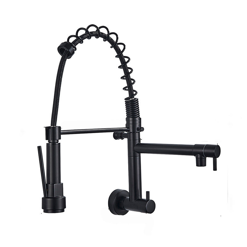 Modern Kitchen Faucet Spring Spout 1-Hole Bar Faucet in Silver Black Clearhalo 'Home Improvement' 'home_improvement' 'home_improvement_kitchen_faucets' 'Kitchen Faucets' 'Kitchen Remodel & Kitchen Fixtures' 'Kitchen Sinks & Faucet Components' 'kitchen_faucets' 6577578