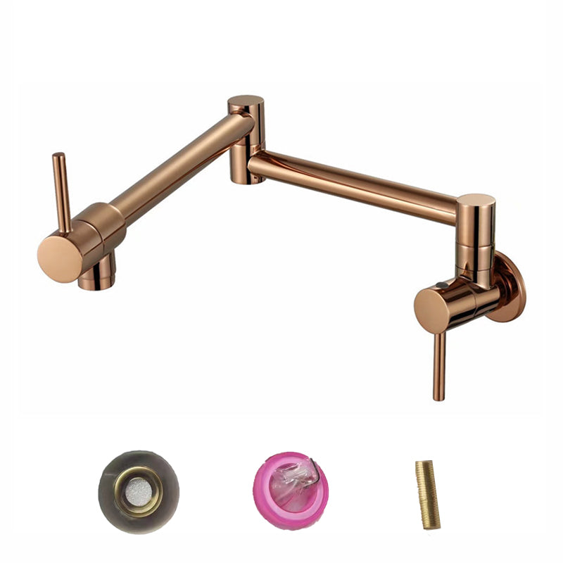 Contemporary Pot Filler Double Handle Pot Filler Kitchen Faucet in Sliver Gold Clearhalo 'Home Improvement' 'home_improvement' 'home_improvement_kitchen_faucets' 'Kitchen Faucets' 'Kitchen Remodel & Kitchen Fixtures' 'Kitchen Sinks & Faucet Components' 'kitchen_faucets' 6577581