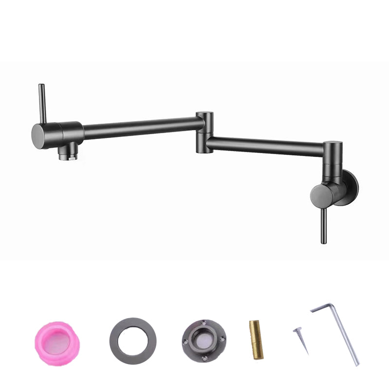 Contemporary Pot Filler Double Handle Pot Filler Kitchen Faucet in Sliver Grey Clearhalo 'Home Improvement' 'home_improvement' 'home_improvement_kitchen_faucets' 'Kitchen Faucets' 'Kitchen Remodel & Kitchen Fixtures' 'Kitchen Sinks & Faucet Components' 'kitchen_faucets' 6577583