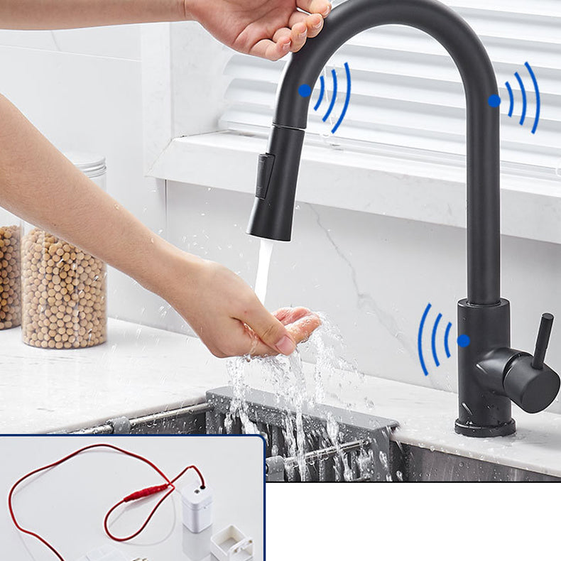 Pull Down Sprayer Kitchen Faucet 1-Handle Touch Bar Faucet with Supply Lines Clearhalo 'Home Improvement' 'home_improvement' 'home_improvement_kitchen_faucets' 'Kitchen Faucets' 'Kitchen Remodel & Kitchen Fixtures' 'Kitchen Sinks & Faucet Components' 'kitchen_faucets' 6577597