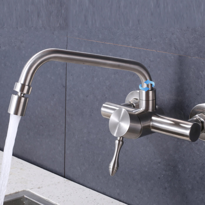 Contemporary 2 Hole Pot Filler No Sensor Single Level Pot Filler in Silver Clearhalo 'Home Improvement' 'home_improvement' 'home_improvement_kitchen_faucets' 'Kitchen Faucets' 'Kitchen Remodel & Kitchen Fixtures' 'Kitchen Sinks & Faucet Components' 'kitchen_faucets' 6577602