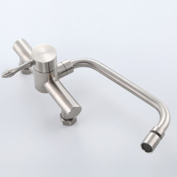 Contemporary 2 Hole Pot Filler No Sensor Single Level Pot Filler in Silver Clearhalo 'Home Improvement' 'home_improvement' 'home_improvement_kitchen_faucets' 'Kitchen Faucets' 'Kitchen Remodel & Kitchen Fixtures' 'Kitchen Sinks & Faucet Components' 'kitchen_faucets' 6577605