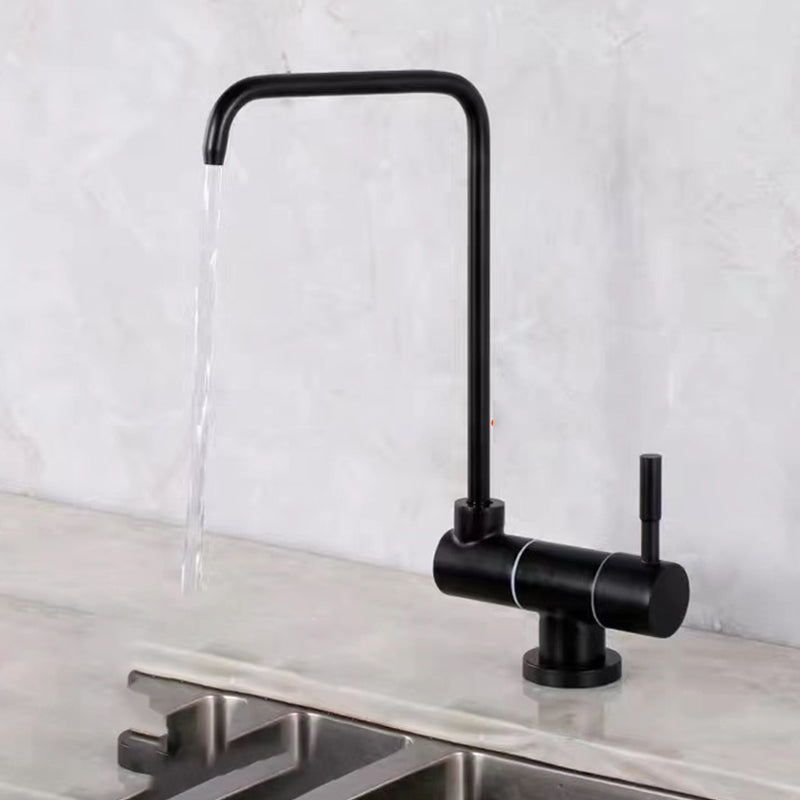 Modern 1-Handle Bar Faucet Standard Kitchen Faucet in Silver Black Square Collapsible Clearhalo 'Home Improvement' 'home_improvement' 'home_improvement_kitchen_faucets' 'Kitchen Faucets' 'Kitchen Remodel & Kitchen Fixtures' 'Kitchen Sinks & Faucet Components' 'kitchen_faucets' 6577616