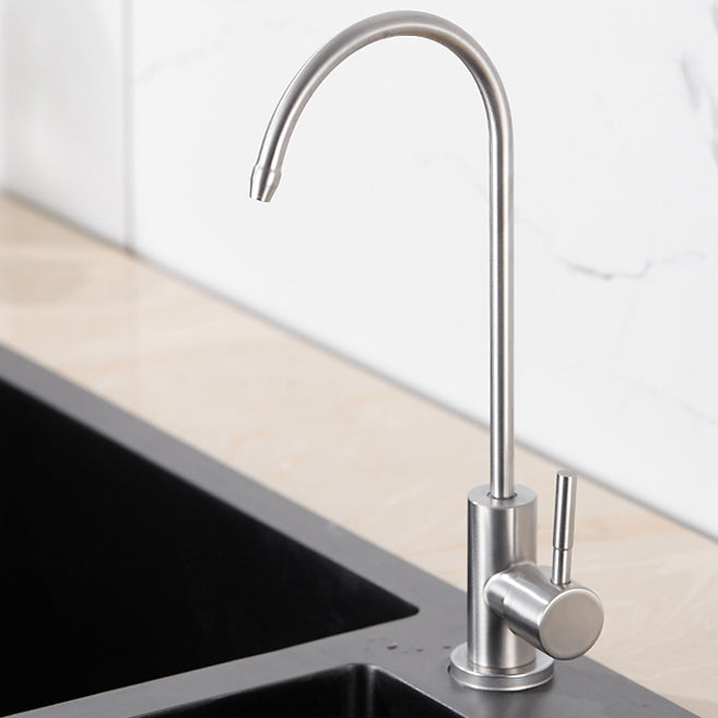 Modern 1-Handle Bar Faucet Standard Kitchen Faucet in Silver Clearhalo 'Home Improvement' 'home_improvement' 'home_improvement_kitchen_faucets' 'Kitchen Faucets' 'Kitchen Remodel & Kitchen Fixtures' 'Kitchen Sinks & Faucet Components' 'kitchen_faucets' 6577624