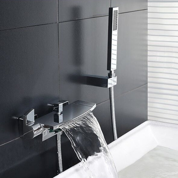 Modern Bathroom Tub Spout Wall Mounted Fixed Waterfall Faucet Clearhalo 'Bathroom Remodel & Bathroom Fixtures' 'Bathtub Faucets' 'bathtub_faucets' 'Home Improvement' 'home_improvement' 'home_improvement_bathtub_faucets' 6577669